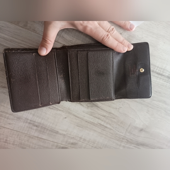 LOUIS VUITTON LV Vintage Damier Check Leather Wallet Brown Medium Trifold Elise - Picture 7 of 11